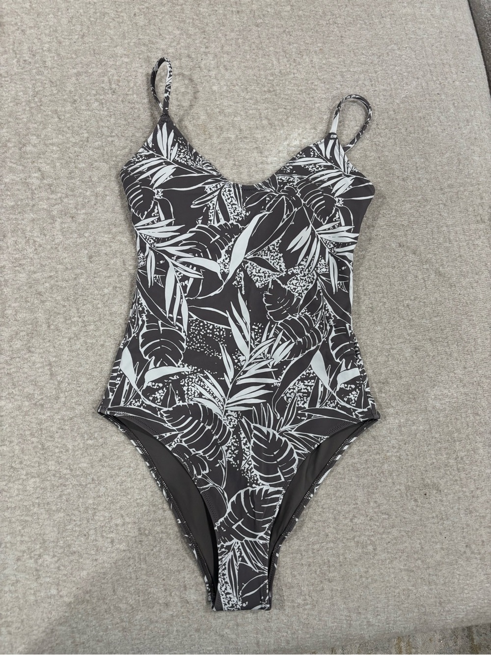 Vuori Browm & White Tropical Print One-Piece Swimsuit